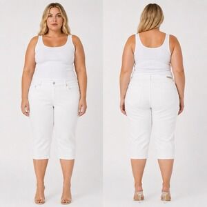 NYDJ CURVES 360 PLUS SIZE 28 WHITE SLIM STRAIGHT LEG ANKLE JEAN Stretch NWT READ